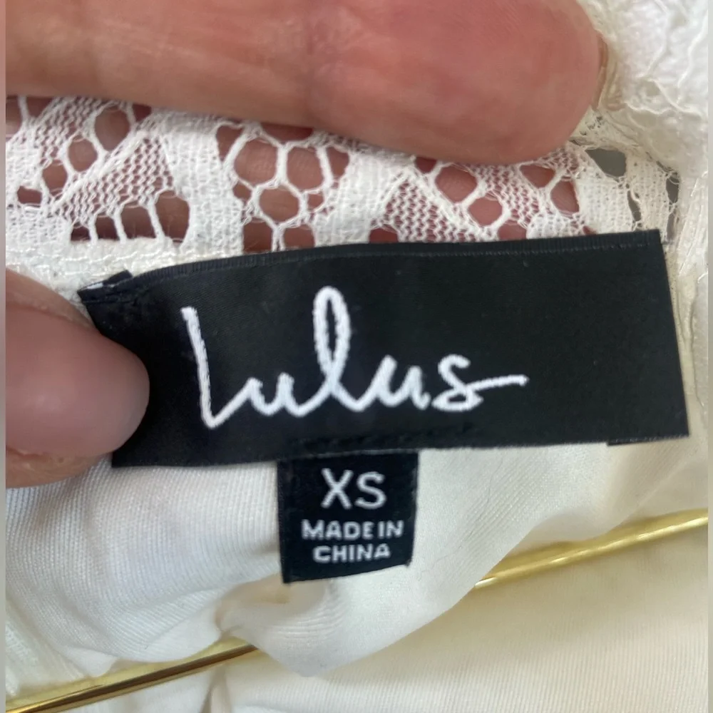Lulus Remarkable White Sheer Lace Short Sleeve Mini Dress Sz‎ XS LIKE NEW!